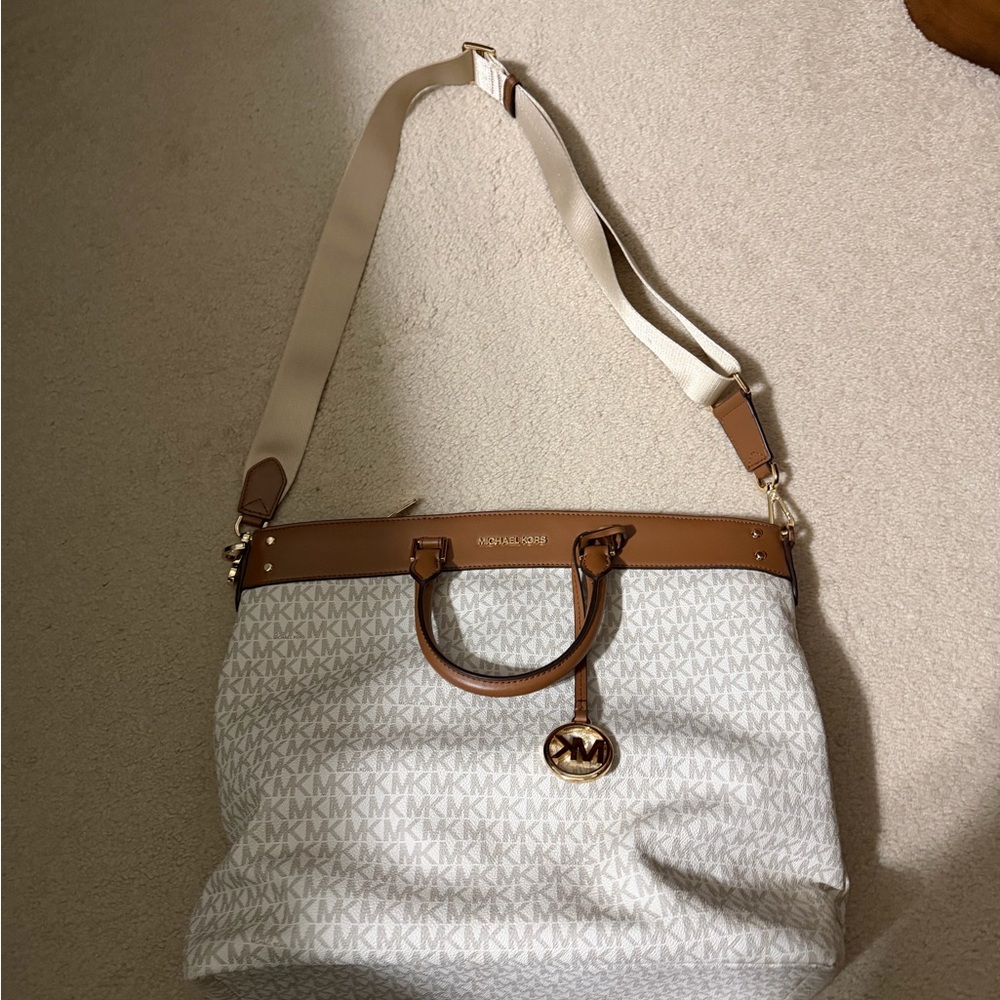 Michael Kors Cream and Brown Tote Bag